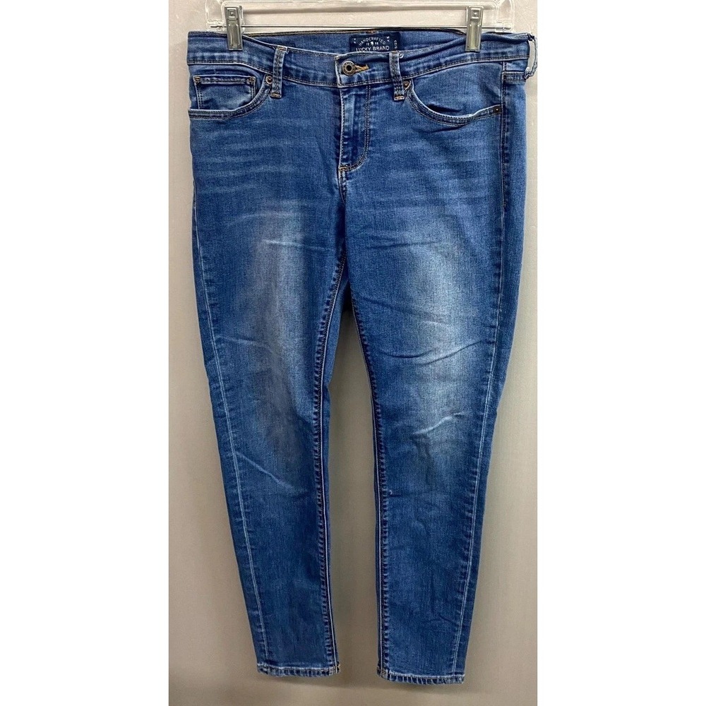 Lucky Brand Jeans Womens 8/29 Blue Medium Wash Denim Logo Skinny Leg Casual Wear
